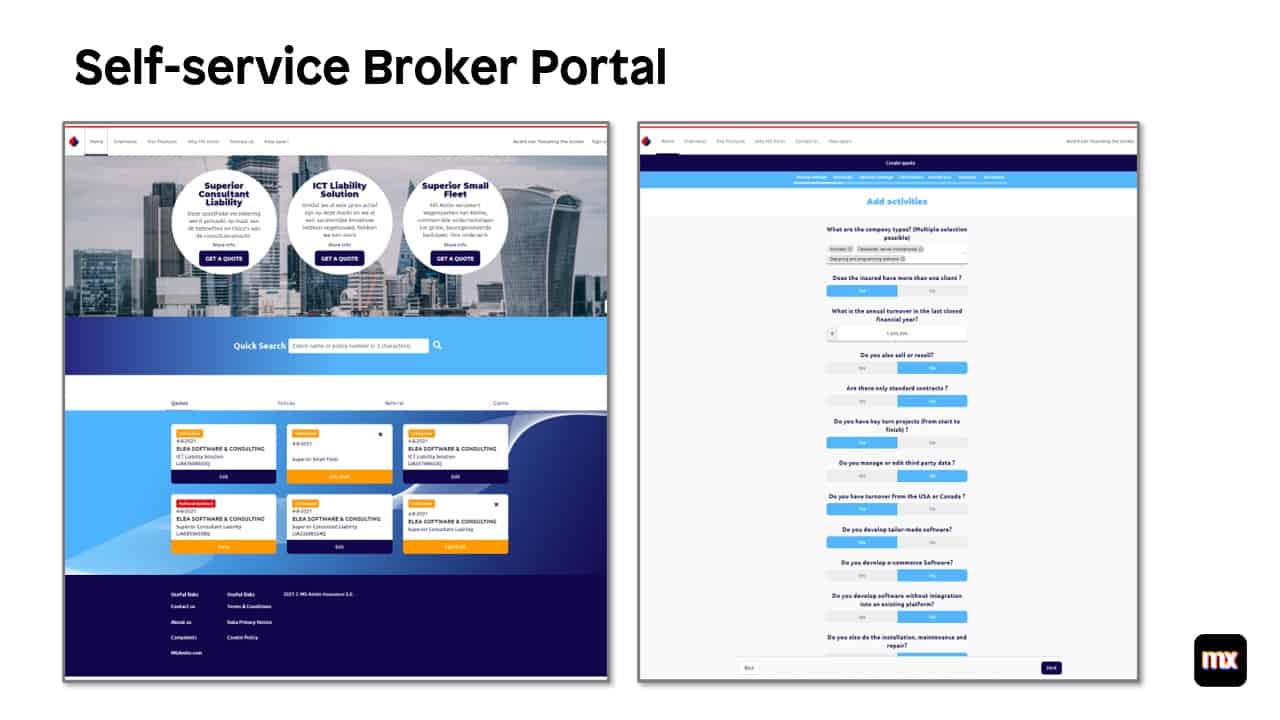 Self-service insurance broker portal