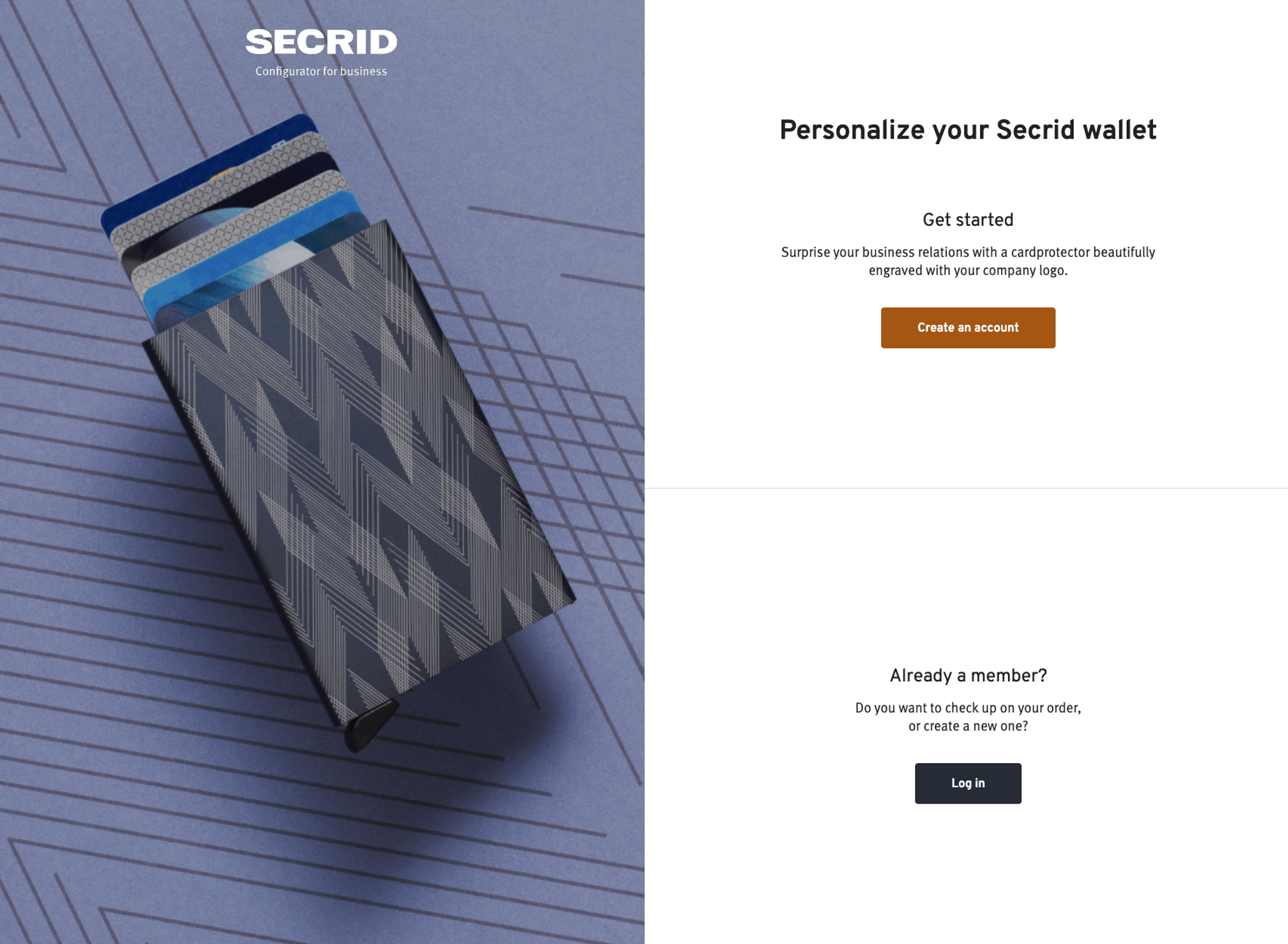 The Secrid portal for corporate gifts.